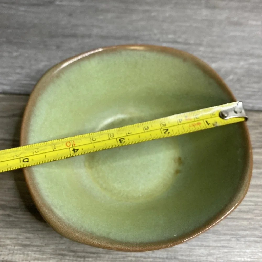 Frankoma 5XS Plainsman Green Brown Prairie Pottery Fruit Dessert Berry Bowl